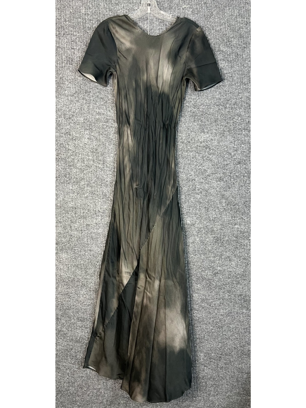 Silk Laundry Short Sleeve Bias Dress Size Small Minimalist Moody Crew Neck